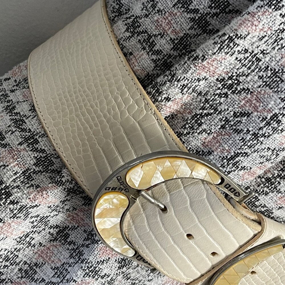 AVIATOR by Adelfio made in Italy Vintage Mother of Pearl belt Women's wide belt - Picture 3 of 9